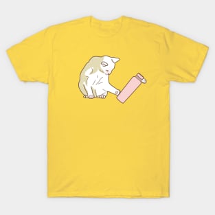 Cat knocking pink water bottle T-Shirt